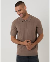 Threadbare - Cable Knit Quarter Zip Polo - Lyst