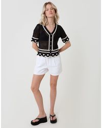 Threadbare - Crochet Flower Hem Button Up Top - Lyst