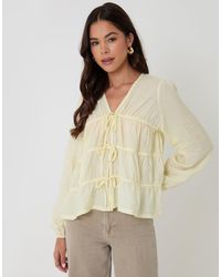 Threadbare - Long Sleeve Tie Front Blouse - Lyst
