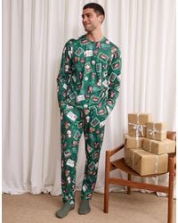 Threadbare - Stamp Print Christmas Pyjama Set - Lyst