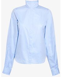 Three Graces London Eva Cotton Shirt In Sky Blue