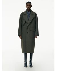 Tibi Seymour Coating Cocoon Shape Maxi Coat - Grey