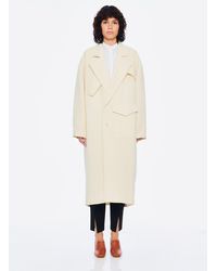 Tibi Basketweave Cocoon Shape Maxi Coat - White