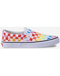 vans rainbow checkerboard slip ons