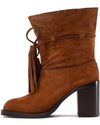 Jeffrey Campbell For Women: Laforge Tan Suede Heel Boot - Brown