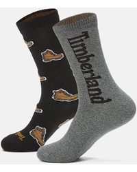 Timberland - 2-Pack All-Over Boot Print Crew Sock - Lyst