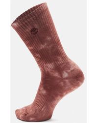Timberland - Sun-bleached Crew Socks In Red, Red, Size: L - Lyst