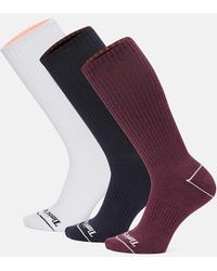 Timberland - Bowden 3-pack Full Cushion Crew Sock In Burgundy, Burgundy, Size: L - Lyst