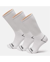 Timberland - Bowden 3-pack Full Cushion Crew Sock In White, White, Size: L - Lyst