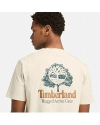 Timberland - Rugged Active Gear Back Graphic T-shirt For Men In Beige/dark Green, Man, Beige, Size: L - Lyst