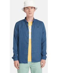 Timberland - Mill Brook Linen Shirt For Men In Navy, Man, Blue, Size: 3xl - Lyst