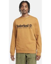 Timberland - Est. 1973 Logo Crewneck Sweatshirt For Men In Yellow, Man, Yellow, Size: 3xl - Lyst