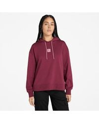 Timberland - Stack Logo Loopback Hoodie For Women In Burgundy, Woman, Burgundy, Size: L - Lyst