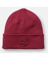 Timberland - Tonal Embroidery Beanie For Men In Red, Man, Red - Lyst