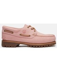 Timberland - Authentic 3-eye Lug Handsewn Boat Shoe In Pink, Pink, Size: 3.5 - Lyst