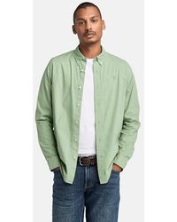 Timberland - Long-sleeve Stretch Poplin Shirt For Men In Green, Man, Green, Size: L - Lyst