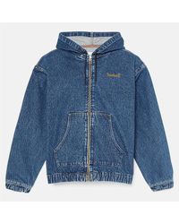 Timberland - All Gender Denim Full-Zip Hooded Bomber - Lyst