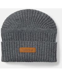 Timberland - Gulf Beach Ribbed Beanie In Dark Grey, Grey - Lyst