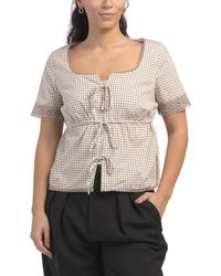 TJ Maxx - Square Neck Tie Front Top For Spandex/Cotton/Polyester - Lyst