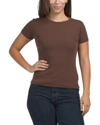 TJ Maxx - Pima Cotton Blend Short Sleeve Ribbed Crew Neck Top For Spandex/Pima Cotton/Modal - Lyst