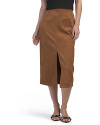 TJ Maxx - Faux Suede Slim Midi Skirt With Slit For Spandex/Polyester/Suede - Lyst