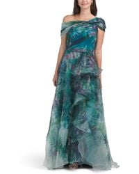 TJ Maxx - Twist Neck Cascading Ruffle Floral Organza Gown For Polyester - Lyst