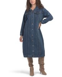 TJ Maxx - Arden Long Denim Trench Coat, Cotton - Lyst