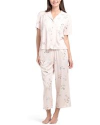 TJ Maxx - 2Pc Floral Notch Short Sleeve Top And Pajama Pants Set For Spandex/Polyester - Lyst