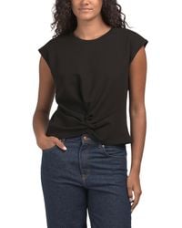 TJ Maxx - Scuba Ponte Knot Front Cap Sleeve Top For Spandex/Cotton/Polyester - Lyst