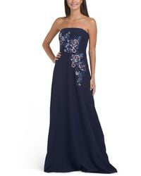TJ Maxx - Strapless Floral Applique Gown For Polyester - Lyst