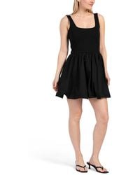 TJ Maxx - Square Neck Mix Media Bubble Hem Mini Dress For Nylon/Rayon - Lyst