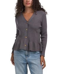 TJ Maxx - Peplum V-Neck Boyfriend Cardigan For Nylon/Polyester/Viscose - Lyst