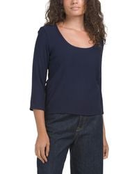 TJ Maxx - Three-Quarter Sleeve Scoop Neck T-Shirt Shirt For Spandex/Polyester/Rayon - Lyst