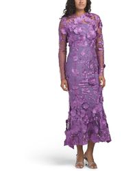 TJ Maxx - Long Sleeve 3D Floral Gown For Spandex/Polyester - Lyst