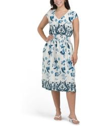 TJ Maxx - Linen Blend Short Sleeve Ruched Waist Dress For Cotton/Linen - Lyst