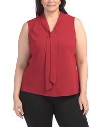TJ Maxx - Plus Tie Front Blouse For Polyester - Lyst
