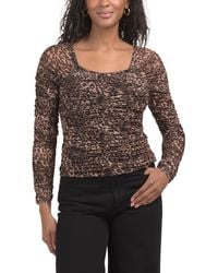 TJ Maxx - Long Sleeve Ruched Print Mesh Top For Spandex/Polyester - Lyst