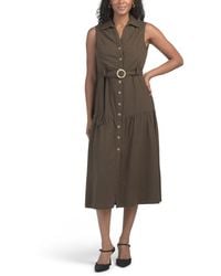 TJ Maxx - Linen Blend Belted Jade Maxi Dress For Polyester/Linen/Rayon - Lyst