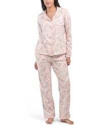 TJ Maxx - 2Pc Paisley Notch Collar Pajama Top And Pants Set For Cotton - Lyst
