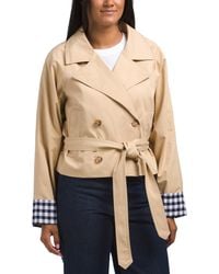 TJ Maxx - Belted Crop Trench Coat, Cotton/Polyester/Rayon - Lyst