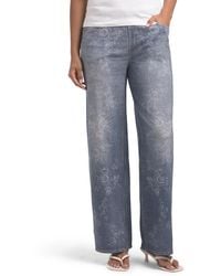 TJ Maxx - Knit Printed Denim Look Wide Leg Pull On Pants For Cotton/Polyester - Lyst