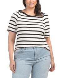 TJ Maxx - Plus Striped Ribbed Knit Sweater, Spandex/Polyester/Rayon - Lyst