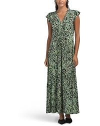 TJ Maxx - Flutter Sleeve Smocked V-Neck Maxi Dress For Spandex/Polyester - Lyst