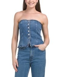 TJ Maxx - Strapless Button Front Bustier Tube Top For Spandex/Cotton/Polyester - Lyst