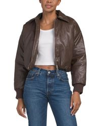 TJ Maxx - Padded Cropped Bomber Jacket For Spandex/Polyester/Leather - Lyst
