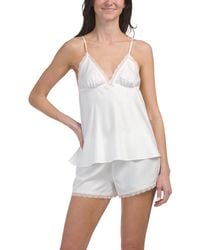 TJ Maxx - Kendra Charmeuse Camisole And Shorts Set With Lace Trim For Polyester - Lyst