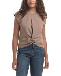 TJ Maxx - Scuba Ponte Knote Front Top With Cap Sleeves For Spandex/Cotton/Polyester - Lyst