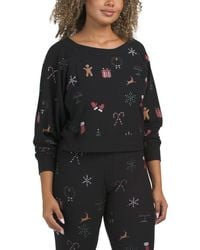 TJ Maxx - Cozy Knit Christmas Cropped Long Sleeve Pull Over Top For Spandex/Polyester/Rayon - Lyst