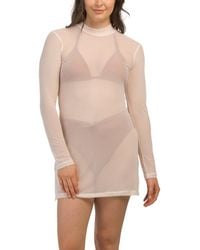 TJ Maxx - See It Through Mock Neck Cover-Up Dress With Side Slits For Spandex/Polyester - Lyst