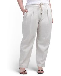 TJ Maxx - Linen Blend Drawstring Waist Barrel Leg Pants For Cotton/Polyester/Linen - Lyst